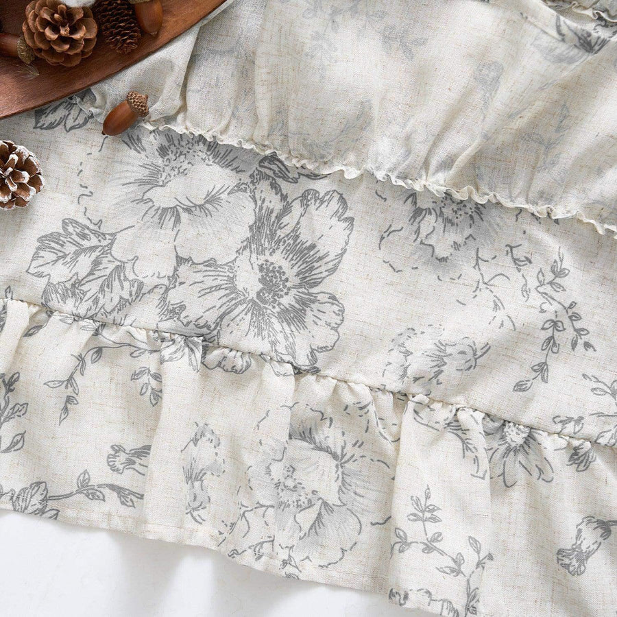 Peony Print Linen-Blend Waterfall Valance - Jinchan Home