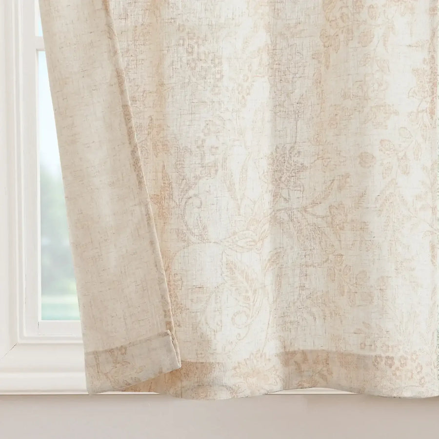 Neutral Scroll Pattern DIY Tie-Up Kitchen Curtains - Jinchan Home