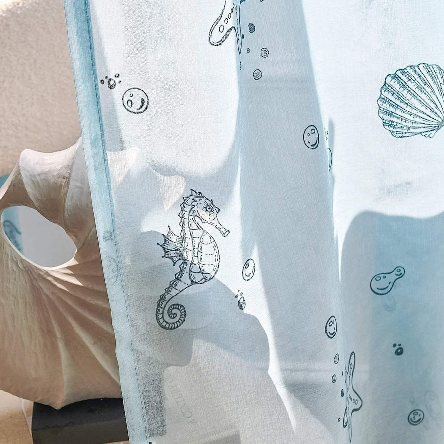 Nautical Sheer Seahorse and Shell Curtains - Jinchan Home