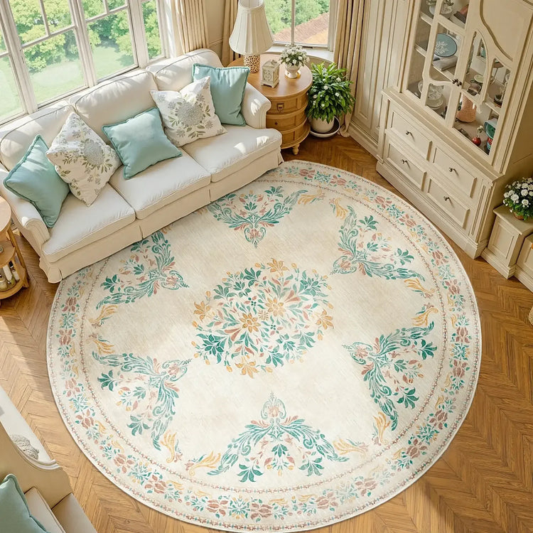Soft Vintage Acanthus Floral Scrollwork Rug - Jinchan Home