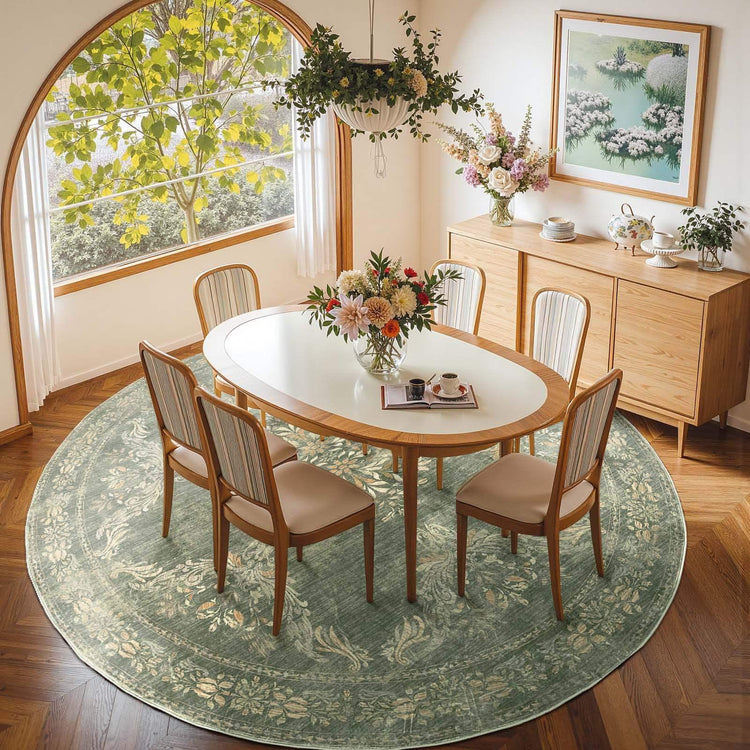 Soft Vintage Acanthus Floral Scrollwork Rug - Jinchan Home