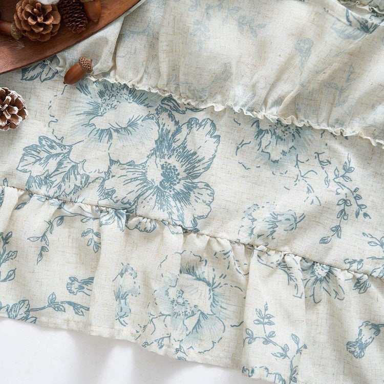 Peony Print Linen-Blend Waterfall Valance - Jinchan Home