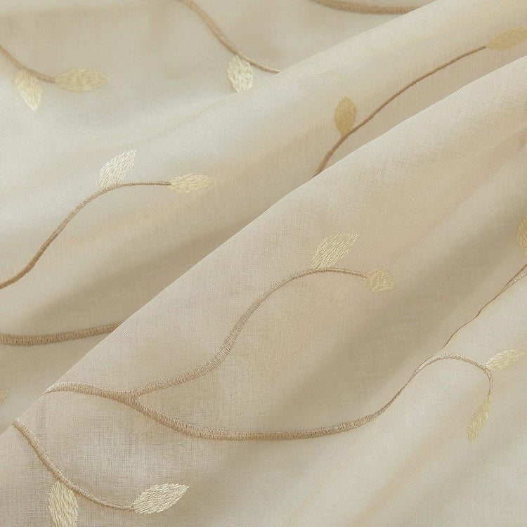 Leaf Embroidered Sheer Curtains - Jinchan Home