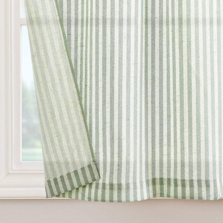 Striped Linen Blend DIY Tie-Top Kitchen Curtains - Jinchan Home