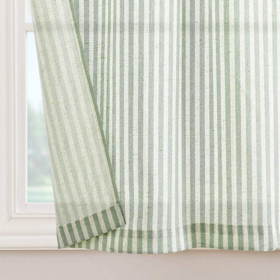 Striped Linen Blend DIY Tie-Top Kitchen Curtains - Jinchan Home