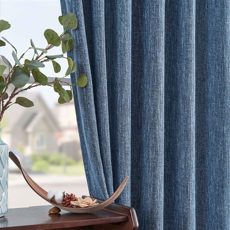 Textured Linen-Blend Solid Lined 3-in-1 Curtains - Jinchan Home