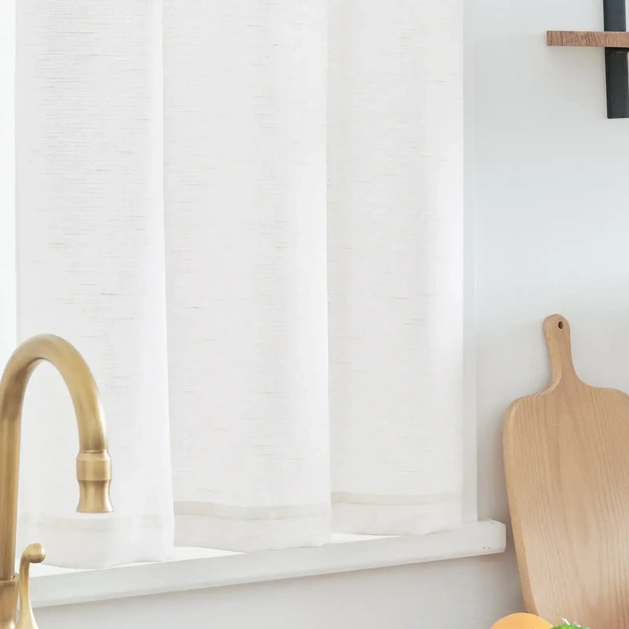 Linen Textured Tier Kitchen Curtains - Jinchan Home