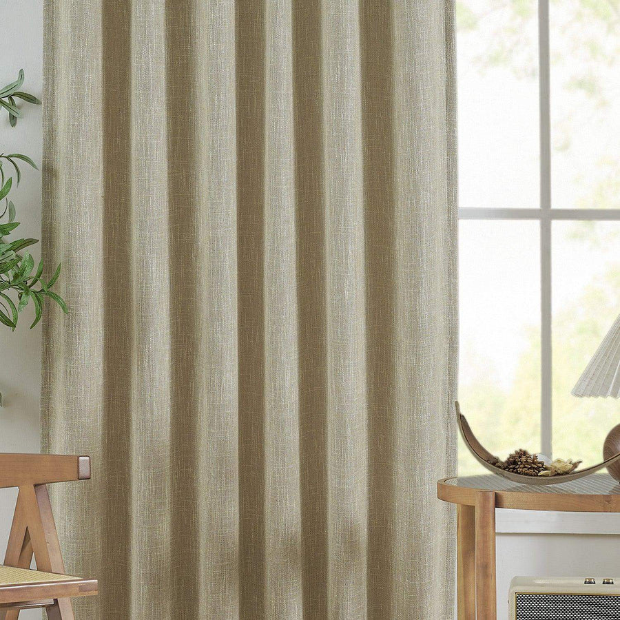 Textured Linen-Blend Solid Lined 3-in-1 Curtains - Jinchan Home