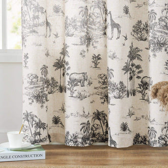 
                    
                      Jungle Safari Vintage Toile Print Grommet Curtains - Jinchan Home
                    
                  