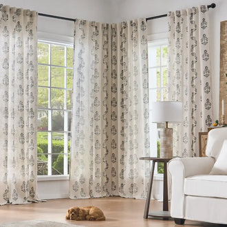 
                    
                      Linear Mini Floral and Leaf Linen Curtains - Jinchan Home
                    
                  