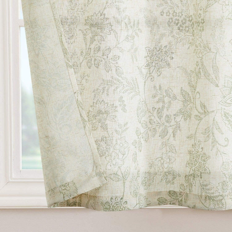 Neutral Scroll Pattern DIY Tie-Up Kitchen Curtains - Jinchan Home