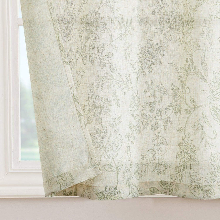 Neutral Scroll Pattern DIY Tie-Up Kitchen Curtains - Jinchan Home