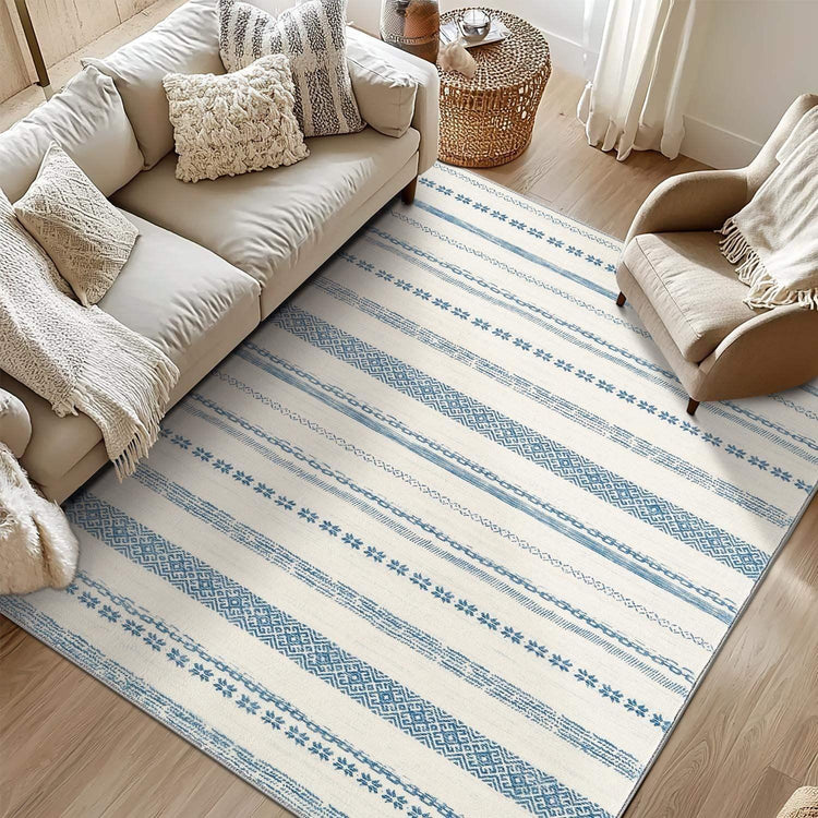 Boho Multi-Striped Geometric Area Rug - Jinchan Home
