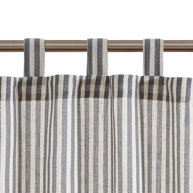 Striped Tab Top Linen Kitchen Curtains - Jinchan Home