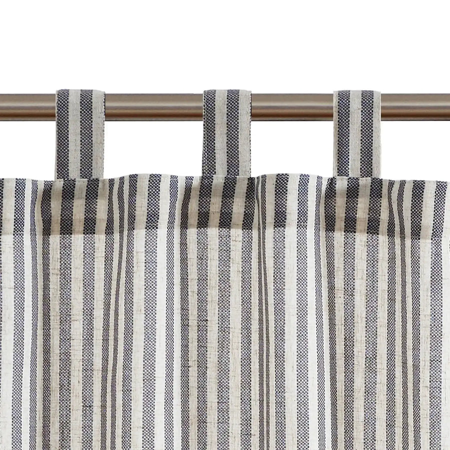 Striped Tab Top Linen Kitchen Curtains - Jinchan Home