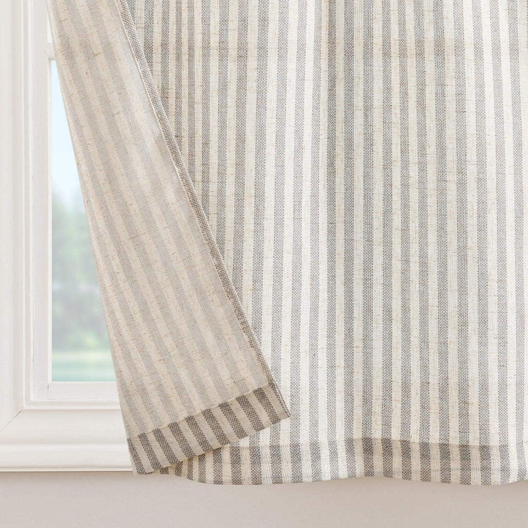 Striped Linen Blend DIY Tie-Top Kitchen Curtains - Jinchan Home