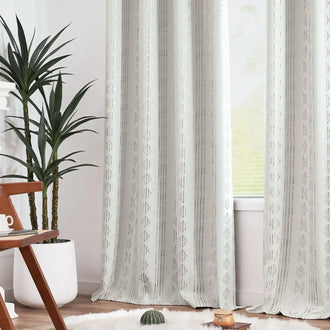 
                    
                      Light-Toned Boho Vertical-Stripe Geometric Grommet Curtains - Jinchan Home
                    
                  