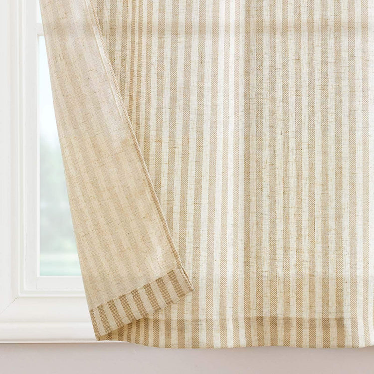 Striped Linen Blend DIY Tie-Top Kitchen Curtains - Jinchan Home