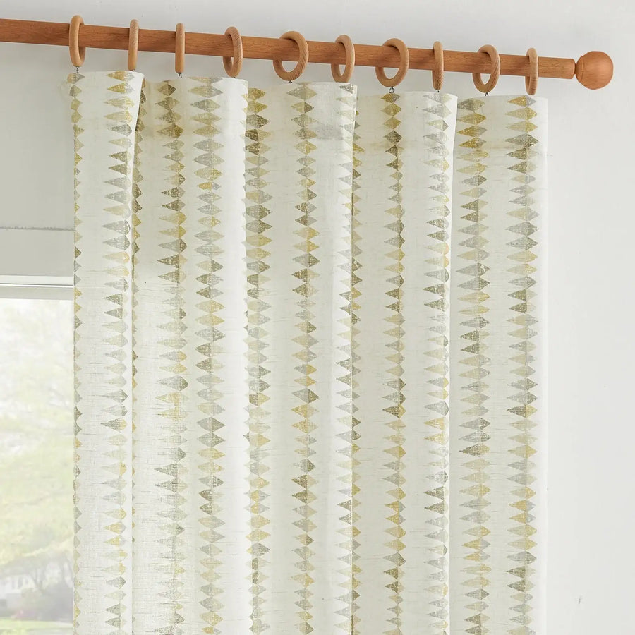 Boho Prism Triangle Stripe Linen Curtains - Jinchan Home