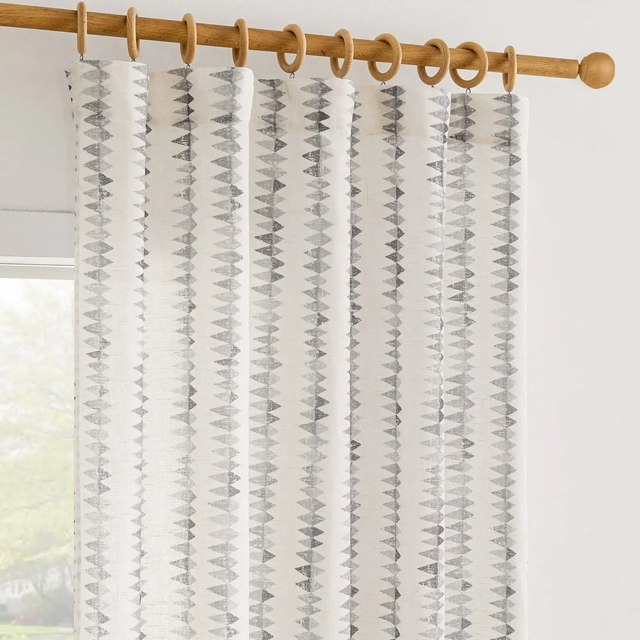 Boho Prism Triangle Stripe Linen Curtains - Jinchan Home