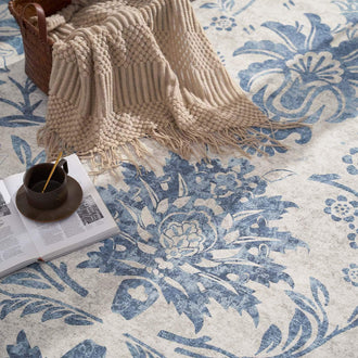 
                    
                      Vintage Distressed Large Floral Scrollwork Area Rug - Jinchan Home
                    
                  