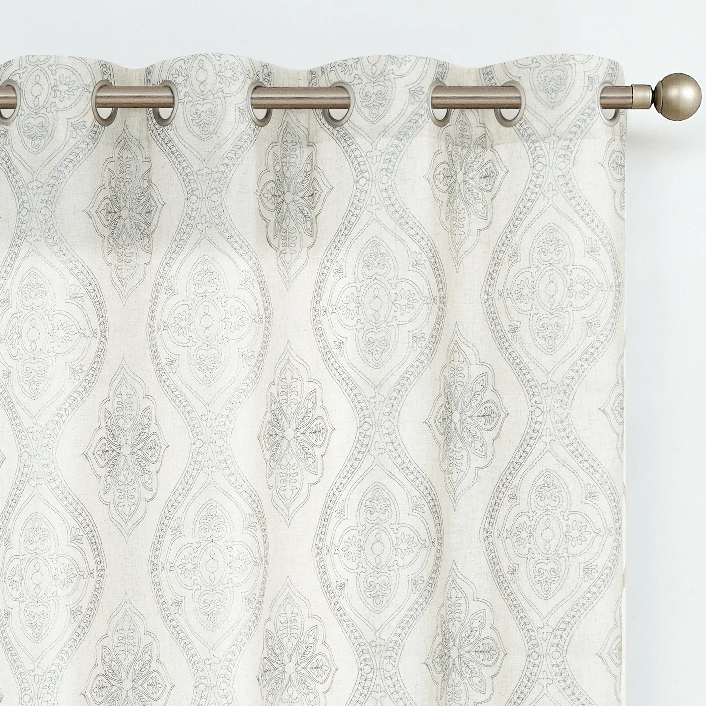 Embroidered Paisley Grommet Curtains - Jinchan Home