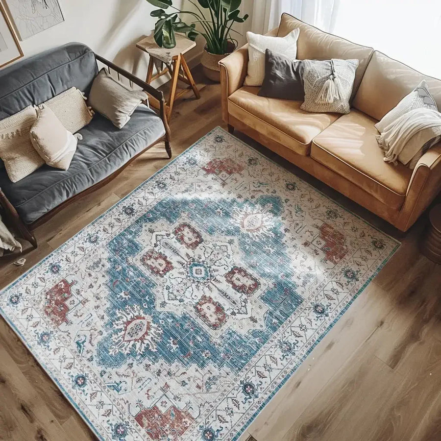 Vintage Persian-Style Distressed Area Rug - Jinchan Home