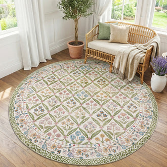 
                    
                      Vintage Floral Polypropylene Area Rug - Jinchan Home
                    
                  