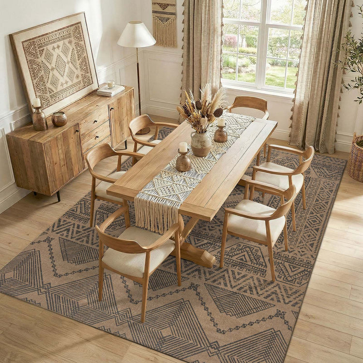 Jinchan Faux Jute Geometric Area Rug - Jinchan Home