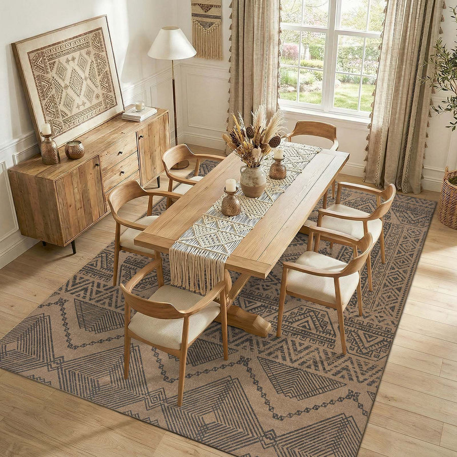 Jinchan Faux Jute Geometric Area Rug - Jinchan Home