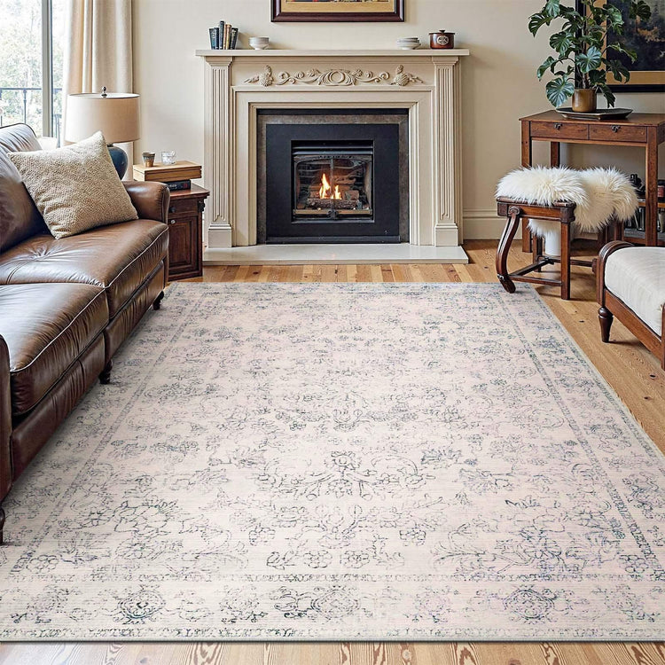 Vintage Distressed Floral Area Rug - Jinchan Home