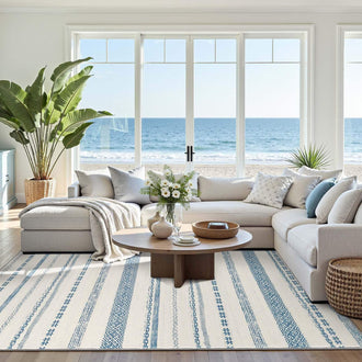 
                    
                      Boho Multi-Striped Geometric Area Rug - Jinchan Home
                    
                  