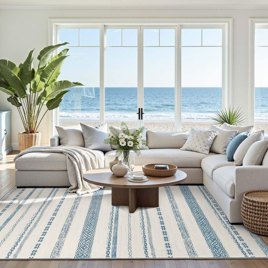 Boho Multi-Striped Geometric Area Rug - Jinchan Home