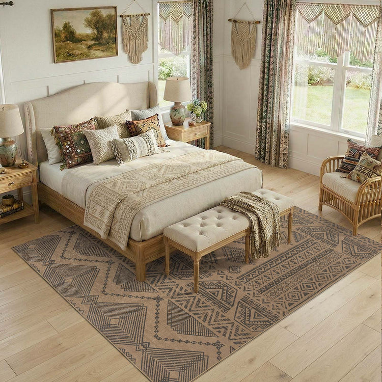 Jinchan Faux Jute Geometric Area Rug - Jinchan Home
