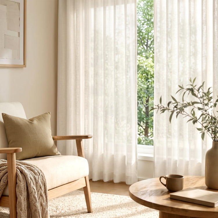 Pinch Pleat Linen Blend Curtains - Jinchan Home