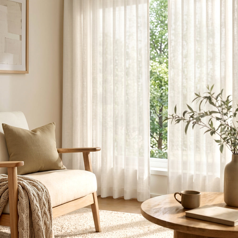 Pinch Pleat Linen Blend Curtains - Jinchan Home