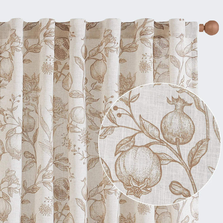 Vintage Pomegranate Botanical Curtains - Jinchan Home