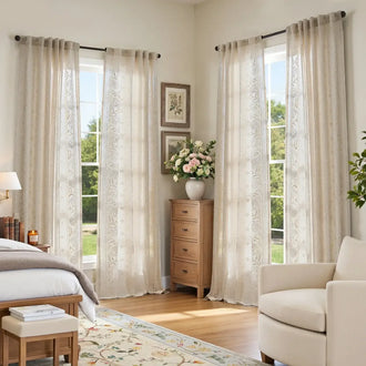 
                    
                      Hydrangea Embroidered Linen Curtains - Jinchan Home
                    
                  