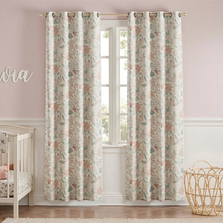 Botanical Sketch Floral Curtains - Jinchan Home