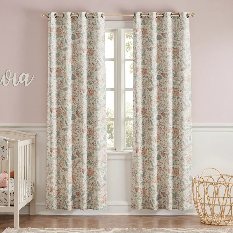Botanical Sketch Floral Curtains - Jinchan Home