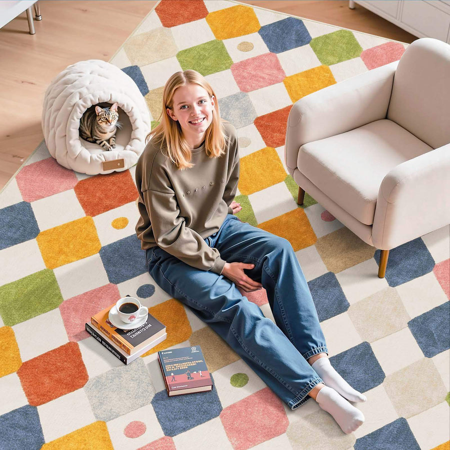 Candy Bean Diamond Rug - Jinchan Home