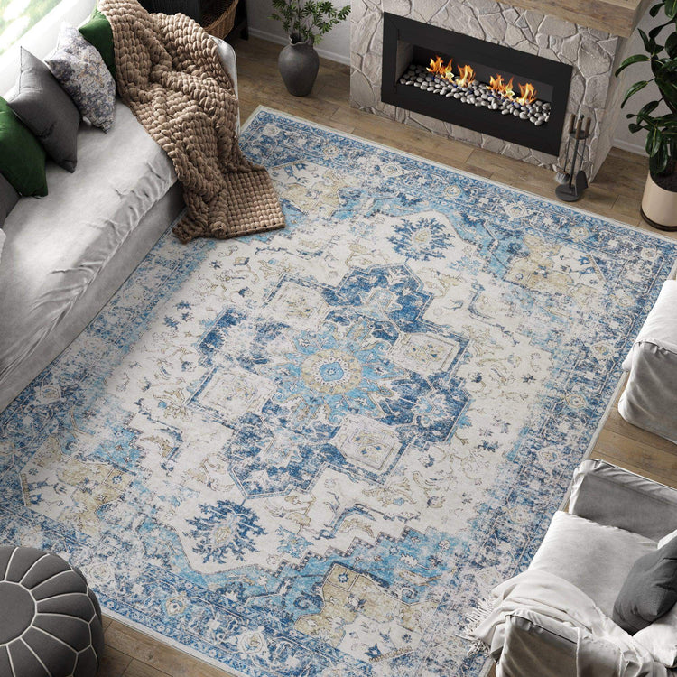 Mist-Toned Persian Bloom Rug - Jinchan Home