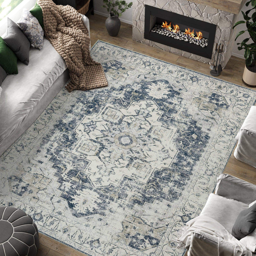 Mist-Toned Persian Bloom Rug - Jinchan Home