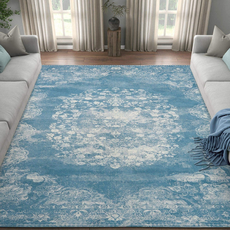 Faded Persian Medallion Area Rug - Jinchan Home