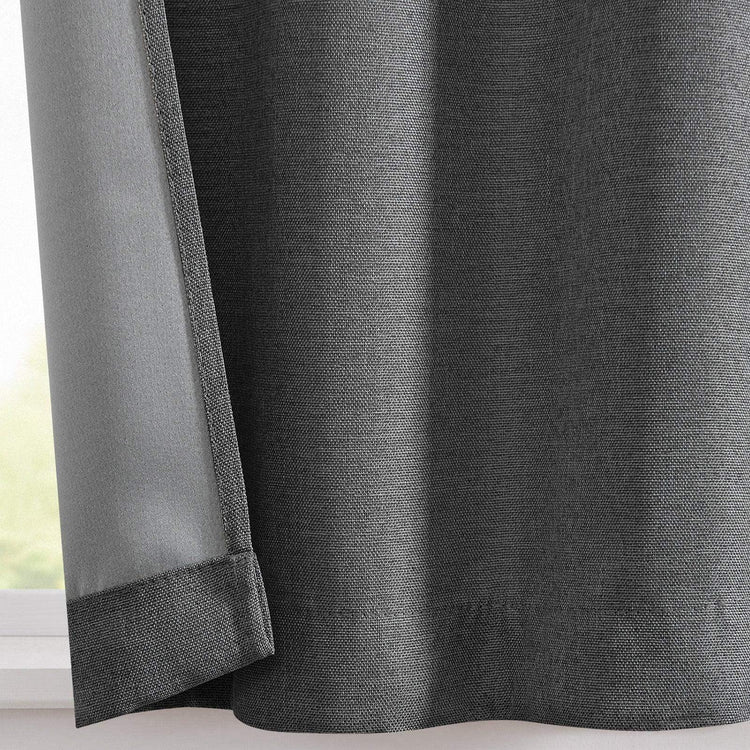 Solid Faux Linen Rod Pocket Kitchen Curtains - Jinchan Home