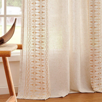 
                    
                      Boho Geometric Fish Leaf Embroidered Curtains - Jinchan Home
                    
                  