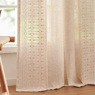 
                    
                      Boho Geometric Fish Leaf Embroidered Curtains - Jinchan Home
                    
                  
