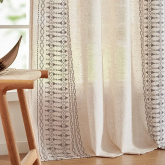 
                    
                      Boho Geometric Fish Leaf Embroidered Curtains - Jinchan Home
                    
                  