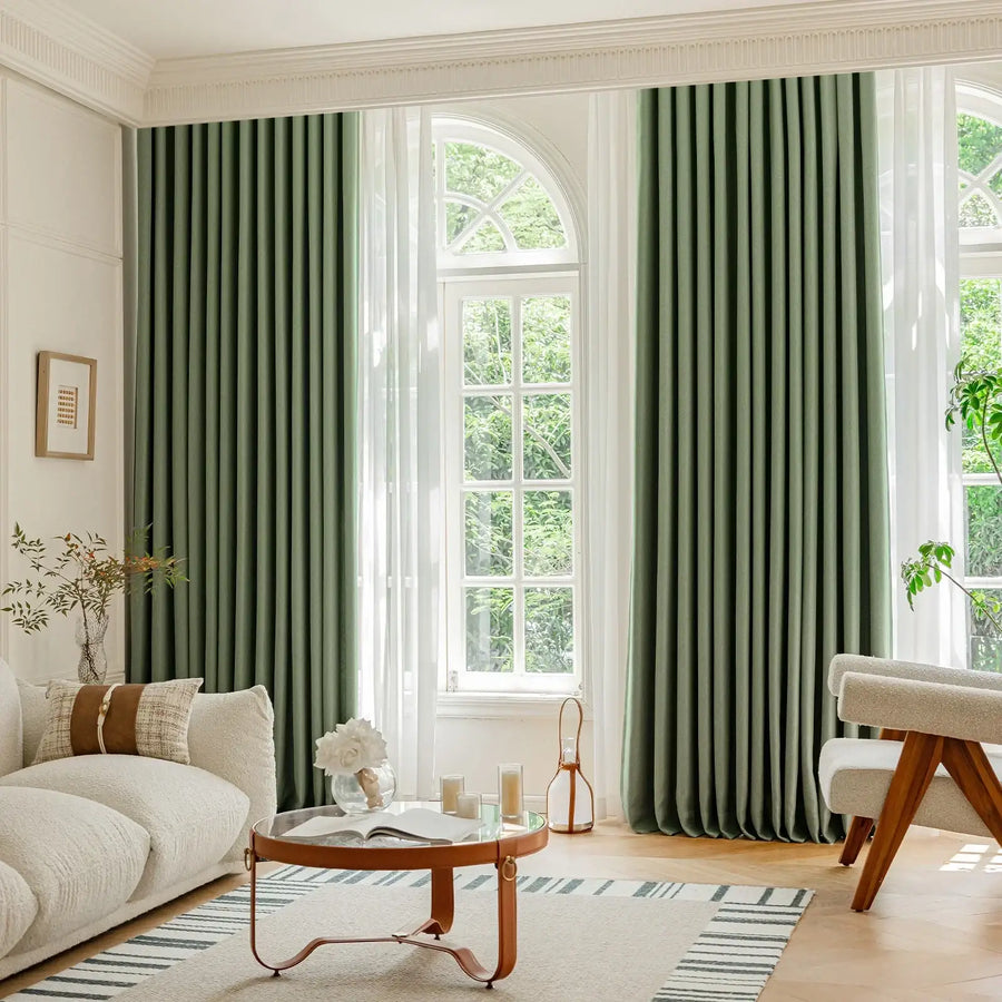 Herringbone Weave Solid Grommet Curtains - Jinchan Home