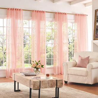 
                    
                      Boho Sheer Bordered Floral Embroidered Curtains - Jinchan Home
                    
                  